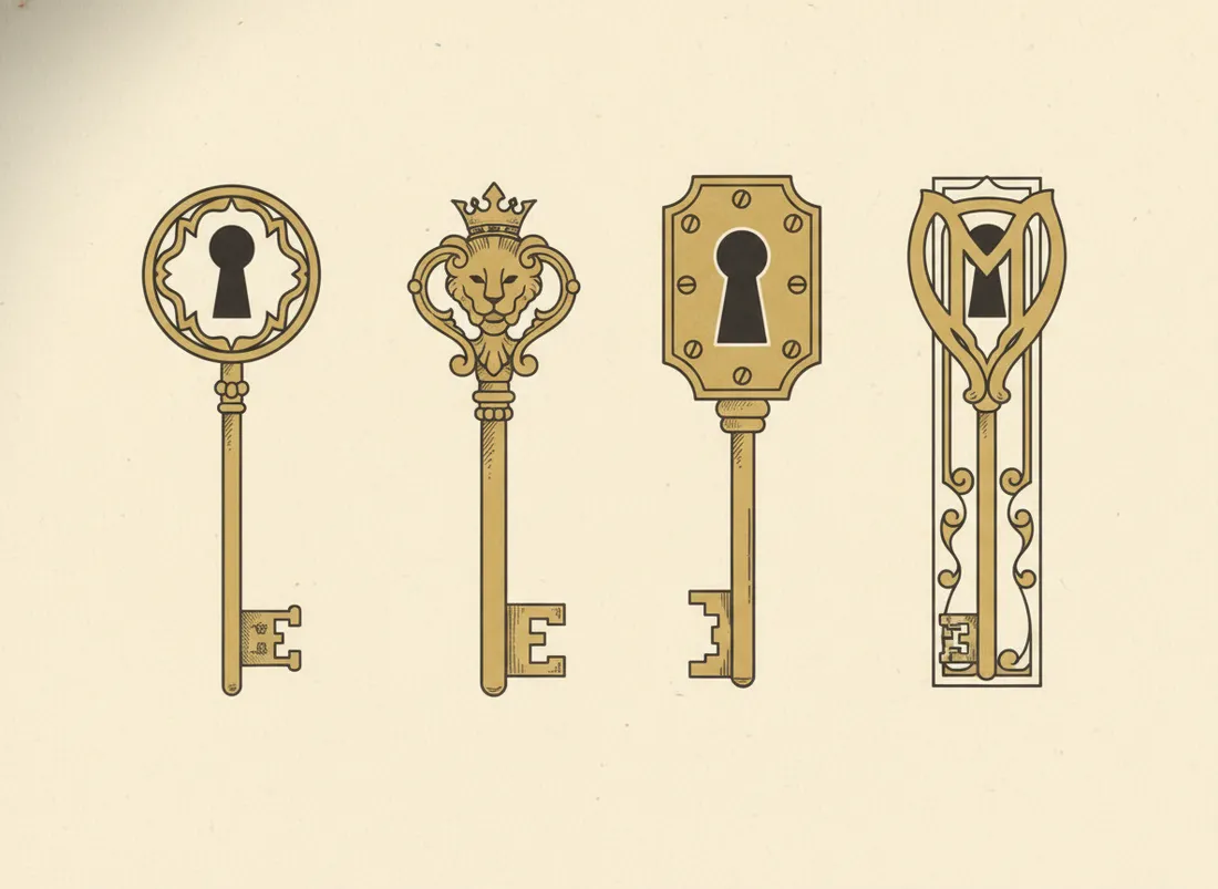 Three different keys fitting three different locks