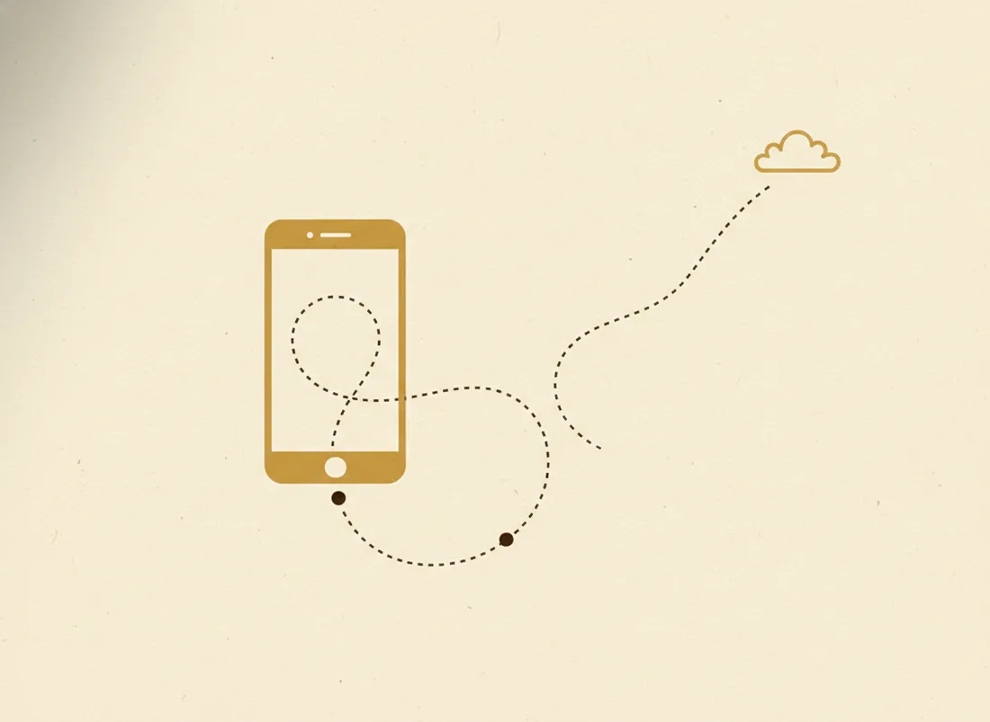Two paths from a phone: one stays home, one travels to a distant cloud
