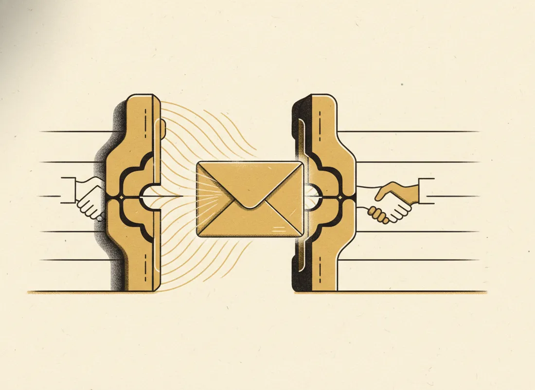 A sealed envelope passing through a locked checkpoint